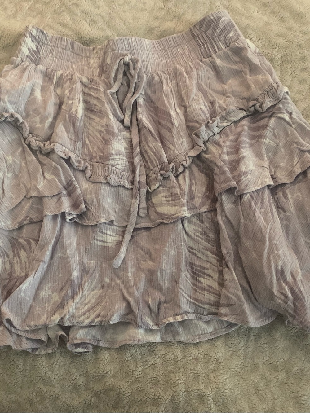 Boho Lavender and white Tiered Ruffle Skirt - Women